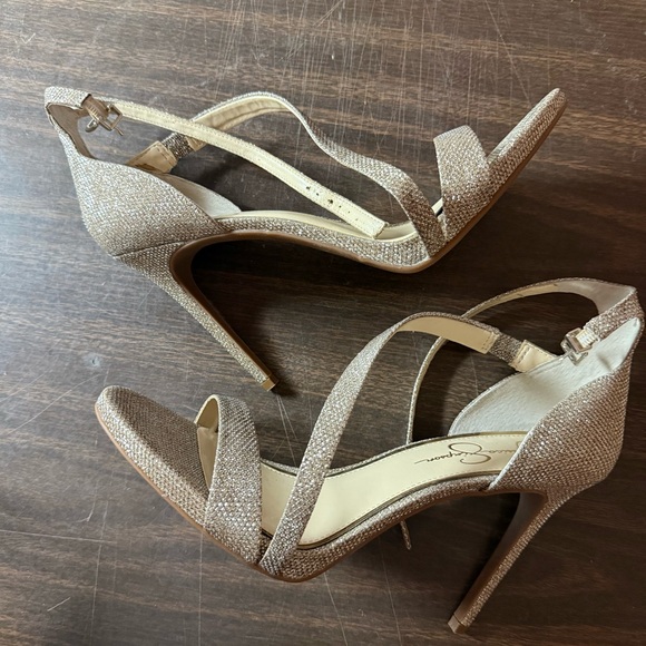 JESSICA SIMPSON JS-RAYLI2 GOLD SPARKLE MESH HEEL SIZE US12 Perfect! - Picture 2 of 8